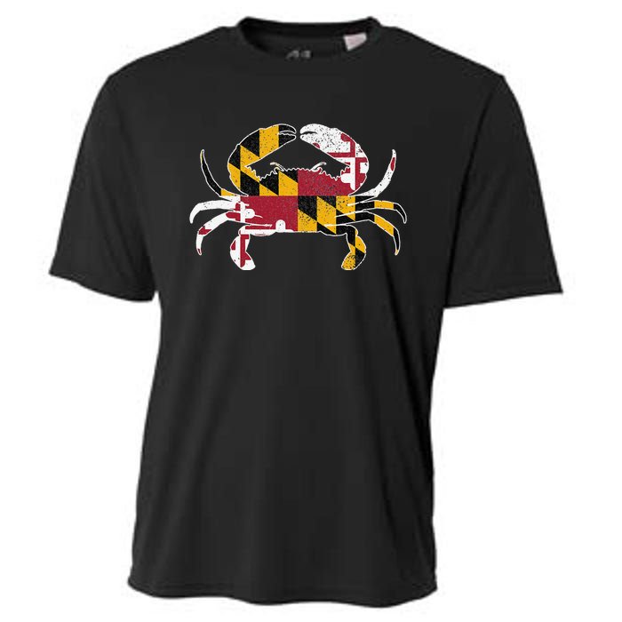 Maryland Blue Crab Vintage Maryland Flag Pride Cooling Performance Crew T-Shirt