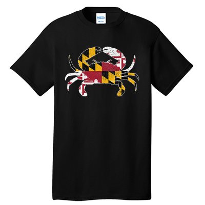 Maryland Blue Crab Vintage Maryland Flag Pride Tall T-Shirt