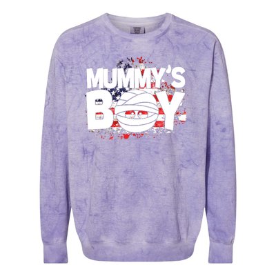 Mummys Boy Cute American Flag Colorblast Crewneck Sweatshirt