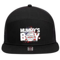 Mummys Boy Cute American Flag 7 Panel Mesh Trucker Snapback Hat