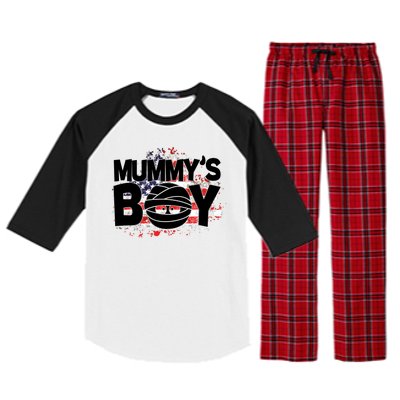 Mummys Boy Cute American Flag Raglan Sleeve Pajama Set