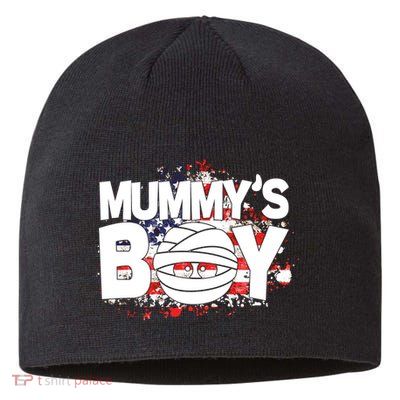 Mummys Boy Cute American Flag Sustainable Beanie