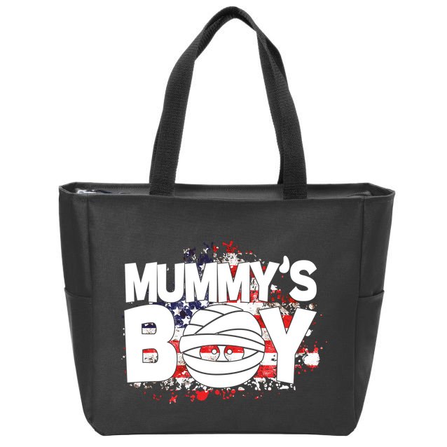 Mummys Boy Cute American Flag Zip Tote Bag