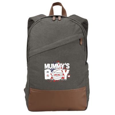 Mummys Boy Cute American Flag Cotton Canvas Backpack