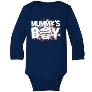 Mummys Boy Cute American Flag Baby Long Sleeve Bodysuit