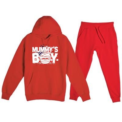 Mummys Boy Cute American Flag Premium Hooded Sweatsuit Set