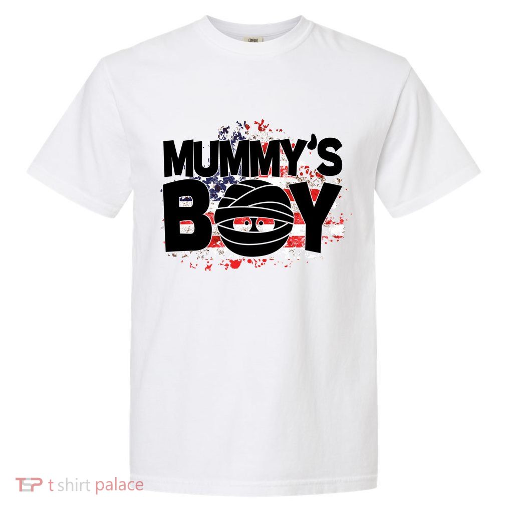 Mummys Boy Cute American Flag Garment-Dyed Heavyweight T-Shirt