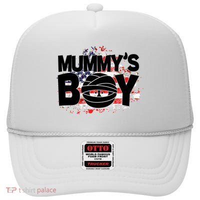Mummys Boy Cute American Flag High Crown Mesh Back Trucker Hat