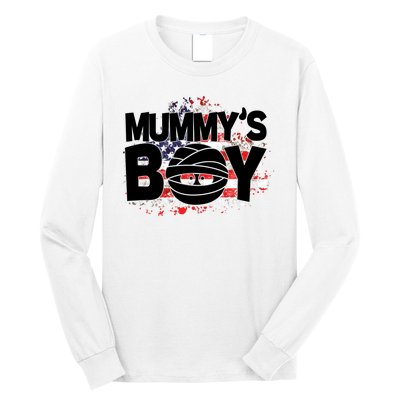 Mummys Boy Cute American Flag Long Sleeve Shirt