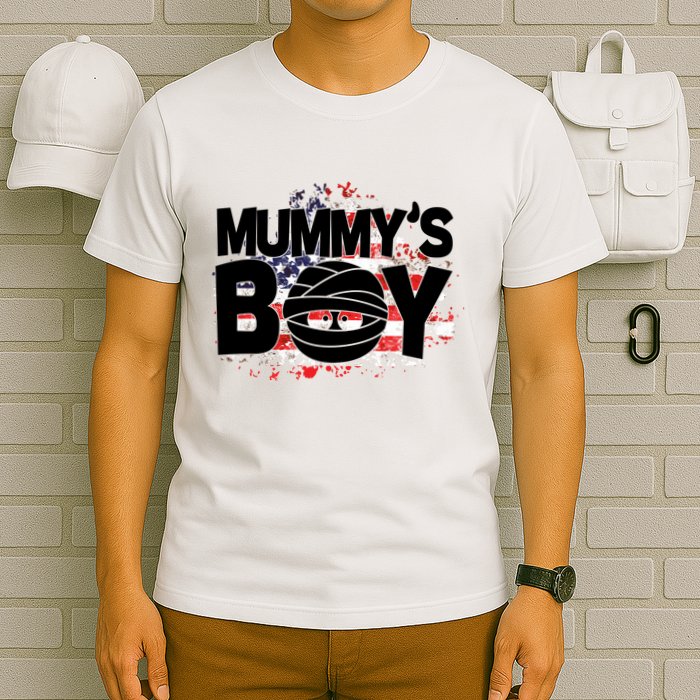 Mummys Boy Cute American Flag T-Shirt