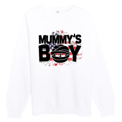 Mummys Boy Cute American Flag Premium Crewneck Sweatshirt