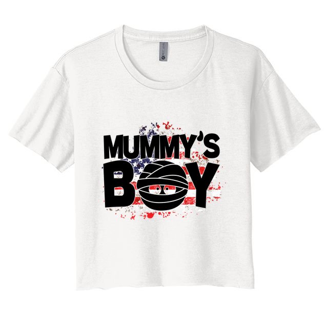 Mummys Boy Cute American Flag Crop Top