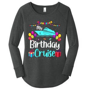 My Birthday Cruise Ship Party Birthday Squad 2024 Vacation Women's Perfect Tri Tunic Long Sleeve Shirt