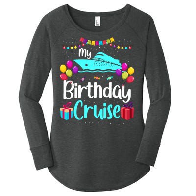 My Birthday Cruise Ship Party Birthday Squad 2024 Vacation Women's Perfect Tri Tunic Long Sleeve Shirt