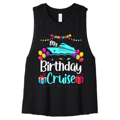 My Birthday Cruise Ship Party Birthday Squad 2024 Vacation Women's Racerback Cropped Tank