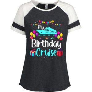 My Birthday Cruise Ship Party Birthday Squad 2024 Vacation Enza Ladies Jersey Colorblock Tee