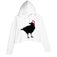 Music Bird Crow Musical Note A Black Crow A Red Headphone Crop Fleece Hoodie