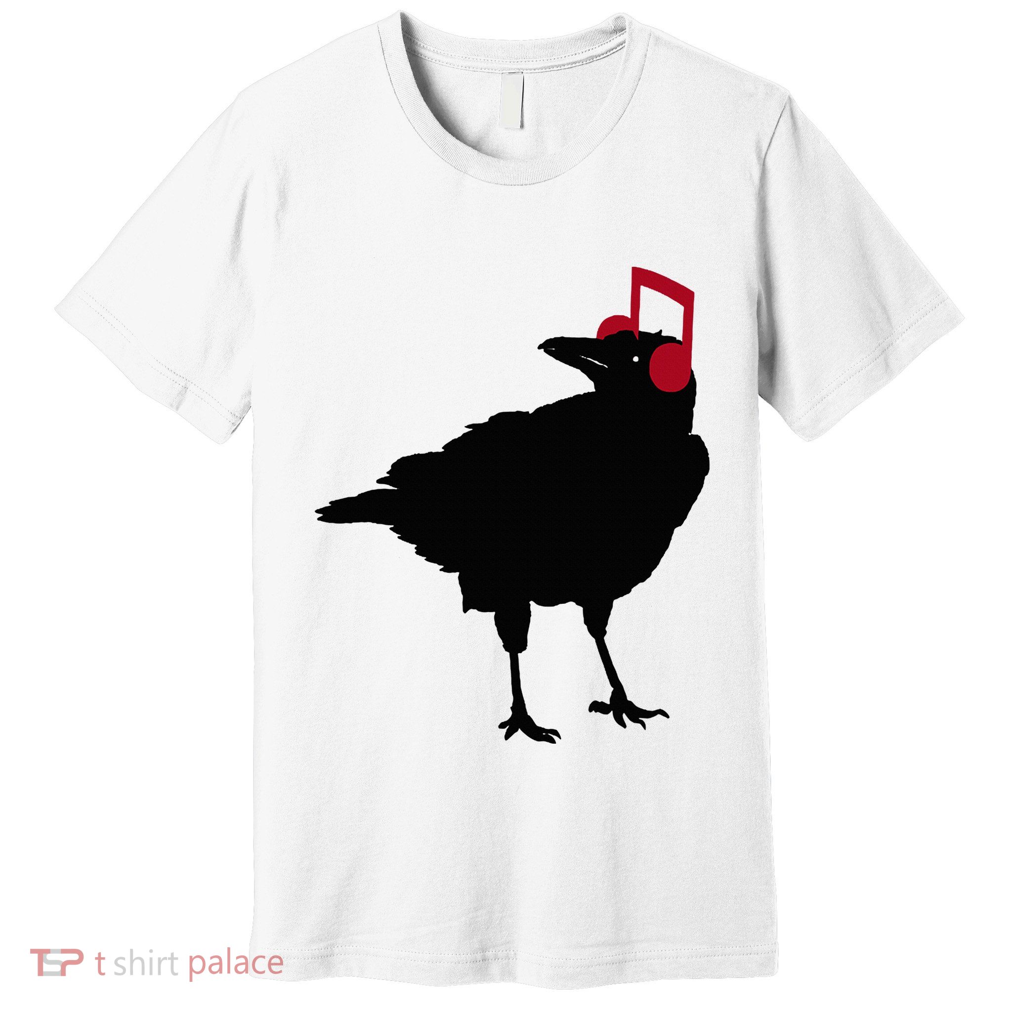 Music Bird Crow Musical Note A Black Crow A Red Headphone Premium T-Shirt