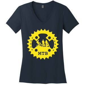 Mountain Bike Chainring Mtb Bicycle Women's V-Neck T-Shirt