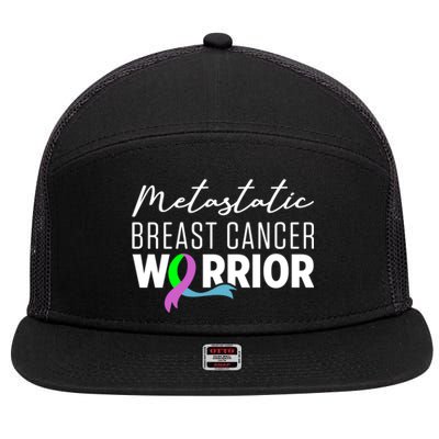 Metastatic Breast Cancer Awareness Aware Warrior Funny Gift 7 Panel Mesh Trucker Snapback Hat