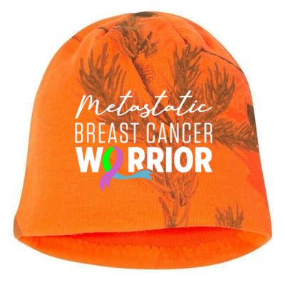 Metastatic Breast Cancer Awareness Aware Warrior Funny Gift Kati - Camo Knit Beanie