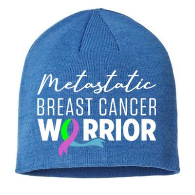 Metastatic Breast Cancer Awareness Aware Warrior Funny Gift Sustainable Beanie