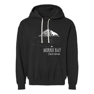 Morro Bay California Morro Rock Ca Drawing Souvenir Line Art Garment-Dyed Fleece Hoodie