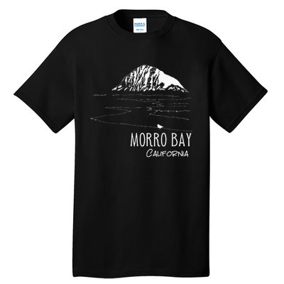 Morro Bay California Morro Rock Ca Drawing Souvenir Line Art Tall T-Shirt