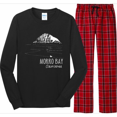 Morro Bay California Morro Rock Ca Drawing Souvenir Line Art Long Sleeve Pajama Set