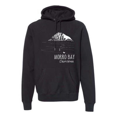 Morro Bay California Morro Rock Ca Drawing Souvenir Line Art Premium Hoodie