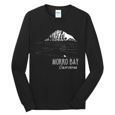 Morro Bay California Morro Rock Ca Drawing Souvenir Line Art Tall Long Sleeve T-Shirt