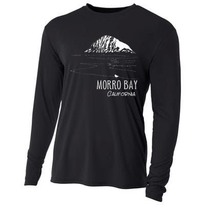 Morro Bay California Morro Rock Ca Drawing Souvenir Line Art Cooling Performance Long Sleeve Crew