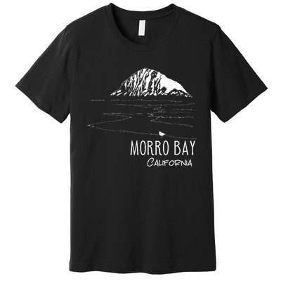 Morro Bay California Morro Rock Ca Drawing Souvenir Line Art Premium T-Shirt