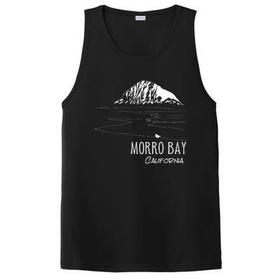 Morro Bay California Morro Rock Ca Drawing Souvenir Line Art PosiCharge Competitor Tank