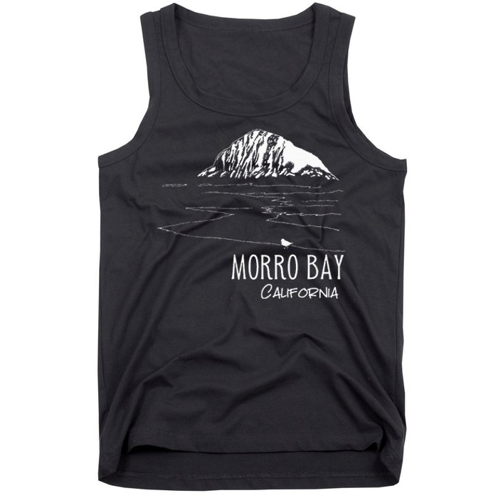 Morro Bay California Morro Rock Ca Drawing Souvenir Line Art Tank Top