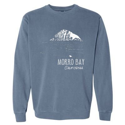 Morro Bay California Morro Rock Ca Drawing Souvenir Line Art Garment-Dyed Sweatshirt