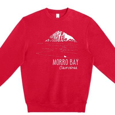 Morro Bay California Morro Rock Ca Drawing Souvenir Line Art Premium Crewneck Sweatshirt