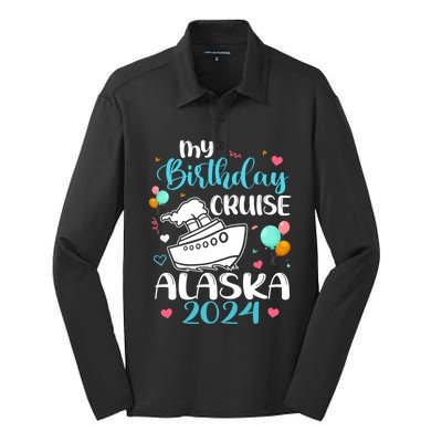 My Birthday Cruise Trip 2024 Alaska Summer Vacation Family Cute Gift Silk Touch Performance Long Sleeve Polo