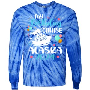 My Birthday Cruise Trip 2024 Alaska Summer Vacation Family Cute Gift Tie-Dye Long Sleeve Shirt