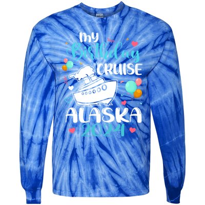 My Birthday Cruise Trip 2024 Alaska Summer Vacation Family Cute Gift Tie-Dye Long Sleeve Shirt