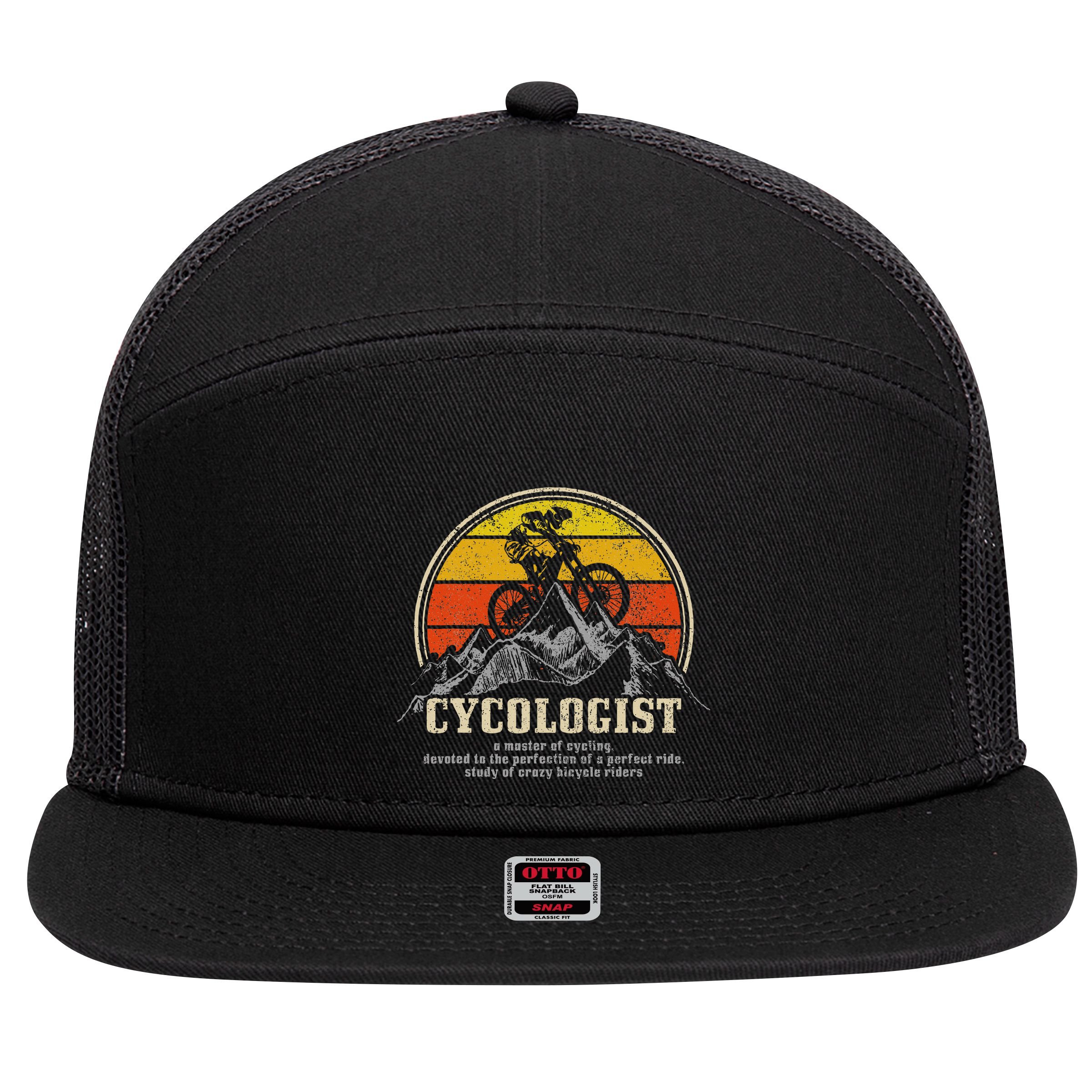 Mountain Bike Cycologist Mtb Funny Mountain Biker Gift 7 Panel Mesh Trucker Snapback Hat