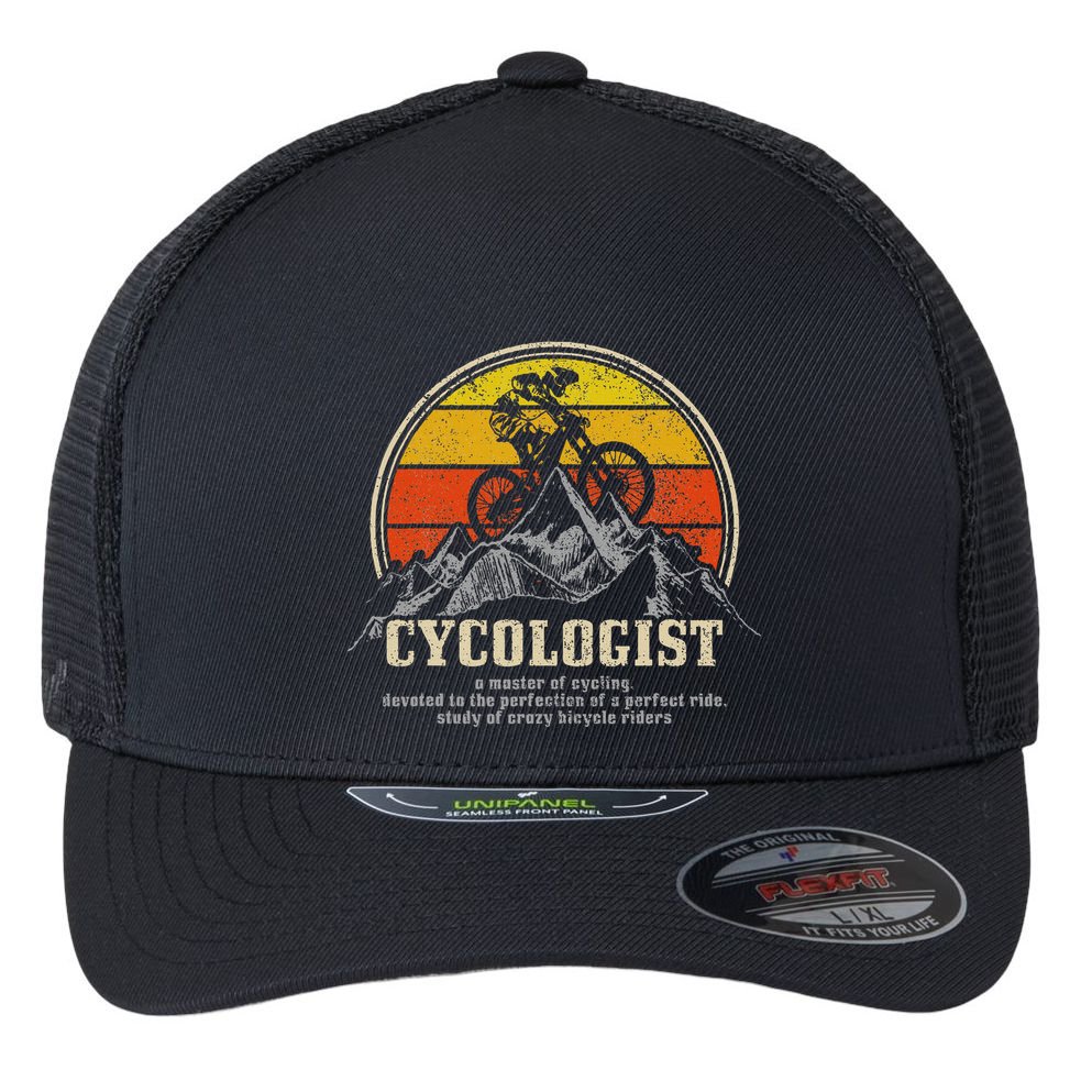 Mountain Bike Cycologist Mtb Funny Mountain Biker Gift Flexfit Unipanel Trucker Cap