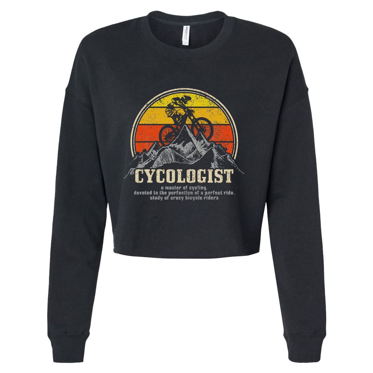 Mountain Bike Cycologist Mtb Funny Mountain Biker Gift Cropped Pullover Crew