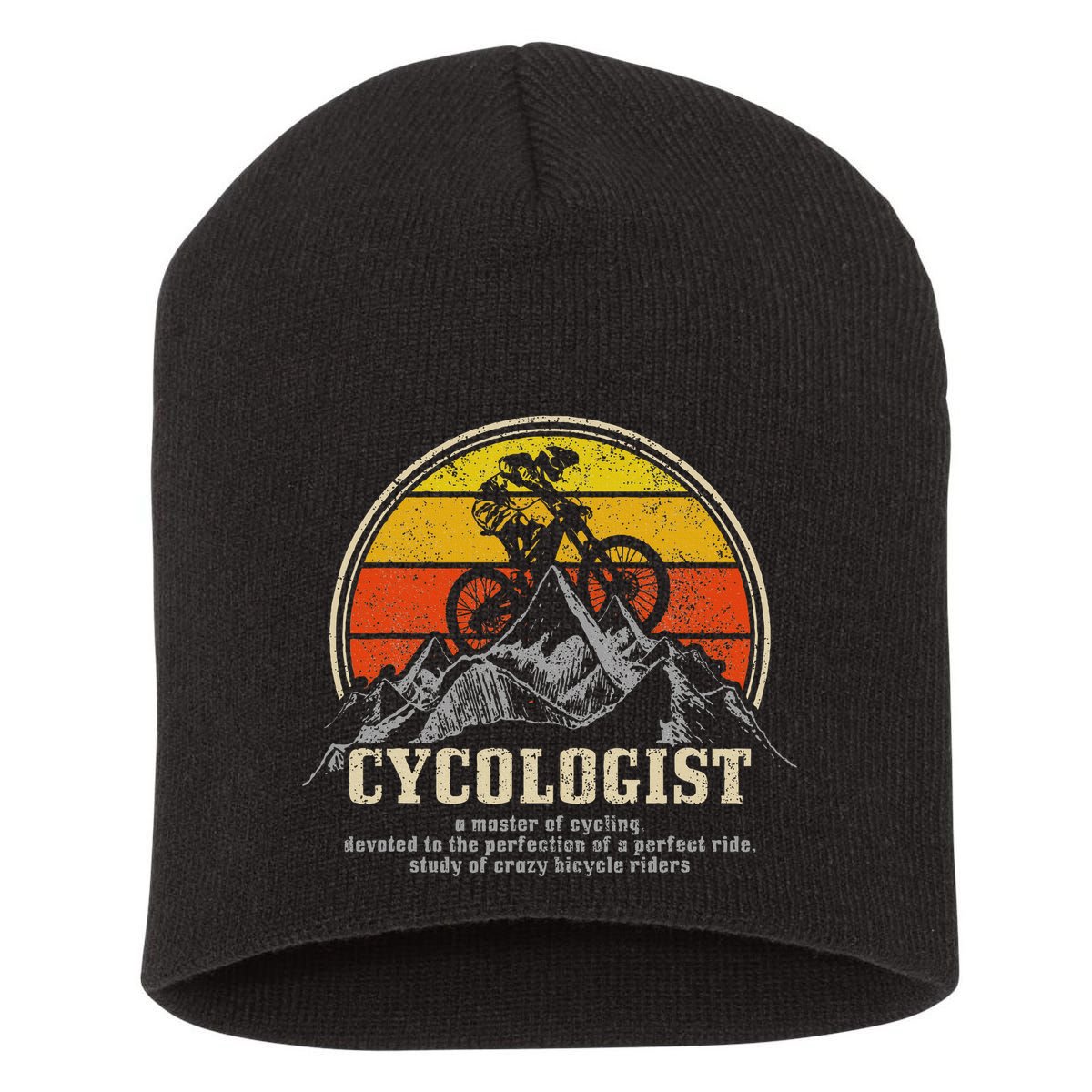 Mountain Bike Cycologist Mtb Funny Mountain Biker Gift Short Acrylic Beanie