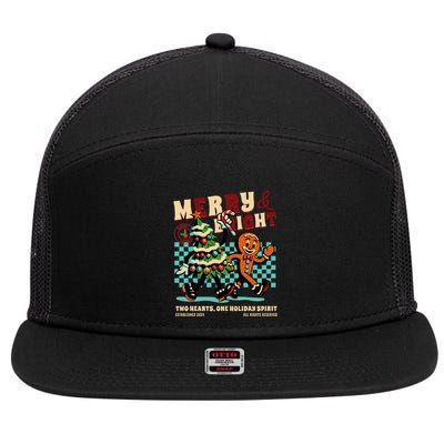 Merry & Bright Christmas 7 Panel Mesh Trucker Snapback Hat