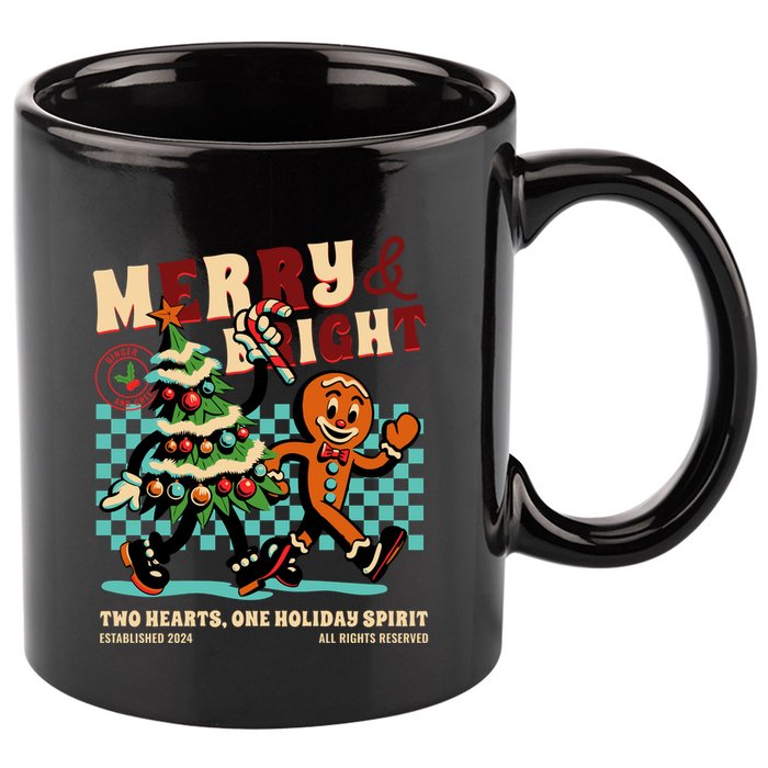 Merry & Bright Christmas 11oz C Handle Ceramic Mug
