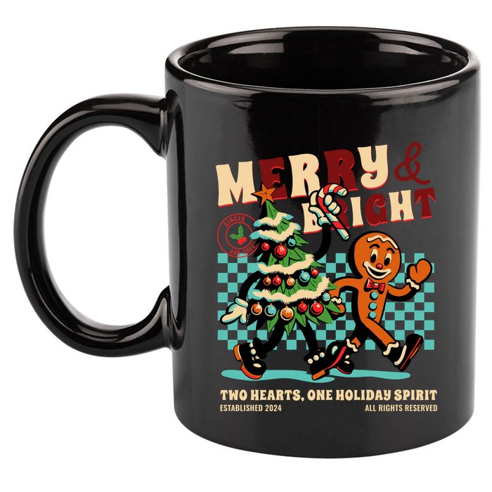 Merry & Bright Christmas 11oz C Handle Ceramic Mug