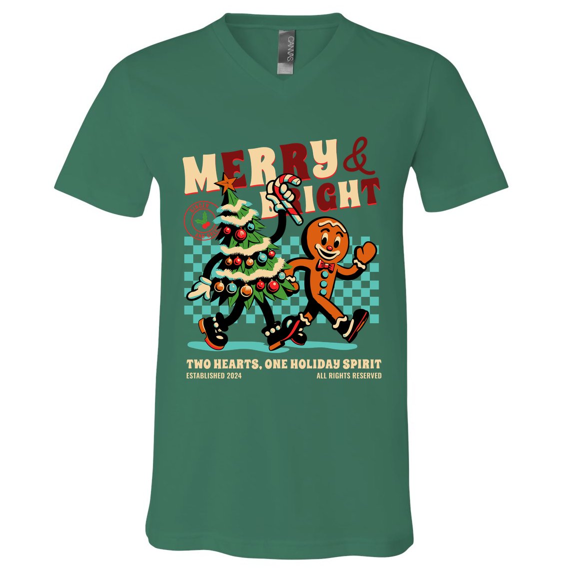 Merry & Bright Christmas V-Neck T-Shirt