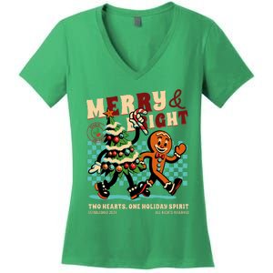 Merry & Bright Christmas Women's V-Neck T-Shirt