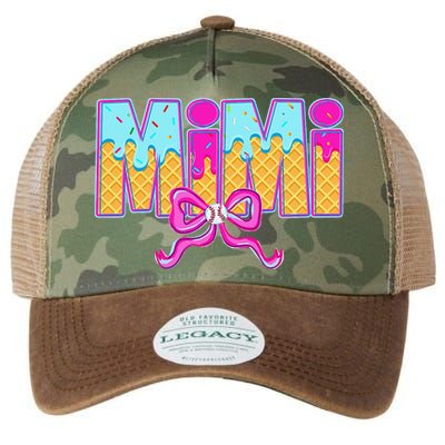 Mimi Baseball Coquette Bow Ice Cream Drip Mothers Day Legacy Tie Dye Trucker Hat